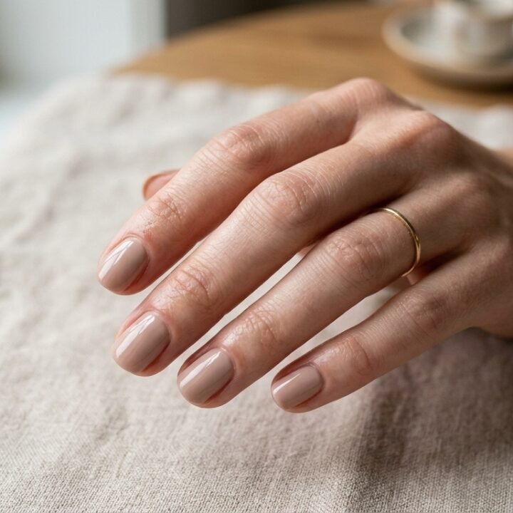 Classic Nude Beige Short Oval Nails Classic Nude Beige Short Oval Nails — Natural Winter Nails