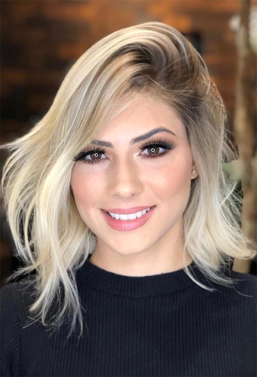 Wavy Ash Blonde Bob with Dimension Wavy Ash Blonde Bob with Dimension — Icy Blonde Hair