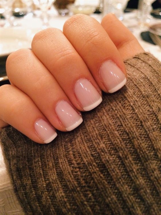 Short Rounded Square Classic French Short Rounded Square Classic French — Winter French Tip Nails