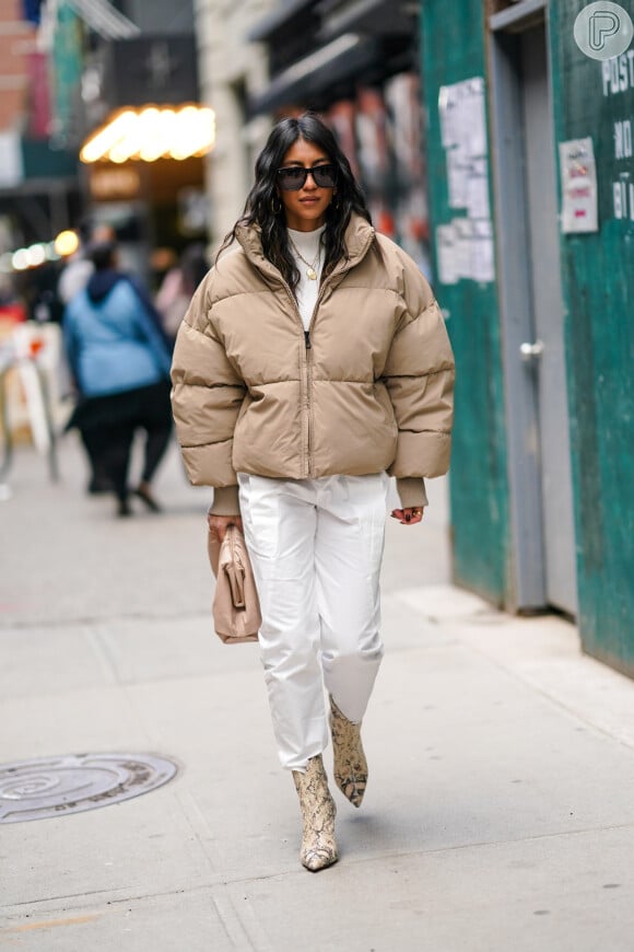 Puffer Power: Beige Puffer Jacket with Cargo Pants — Late Winter Outfits