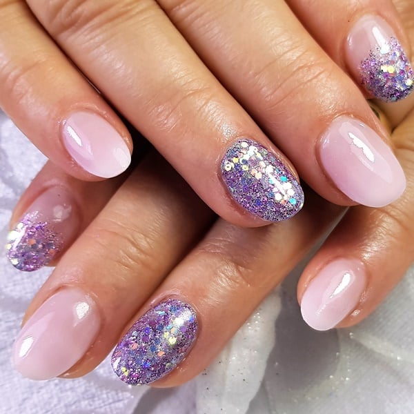 Pink to White Ombre with Silver Glitter Pink to White Ombre with Silver Glitter — Classy Winter Nails