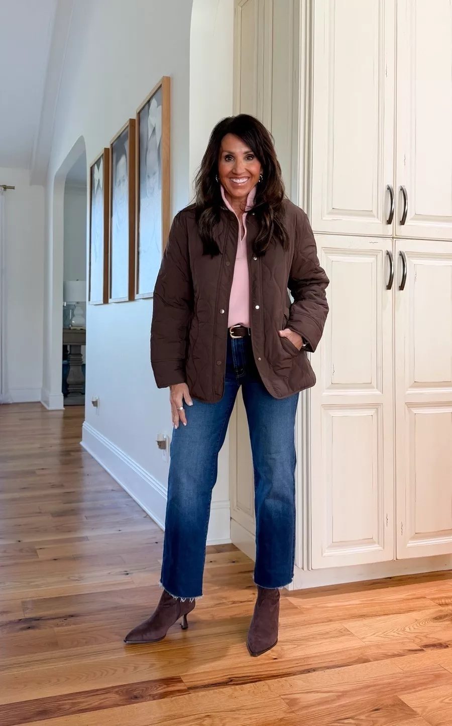 Brown Suede Ankle Boots Outfit Idea — Parka Outfits