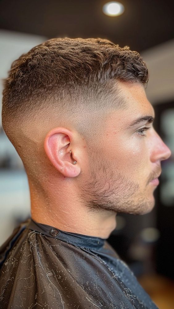 Textured Crop with Sharp Fade Textured Crop with Sharp Fade — Winter Haircuts for Men