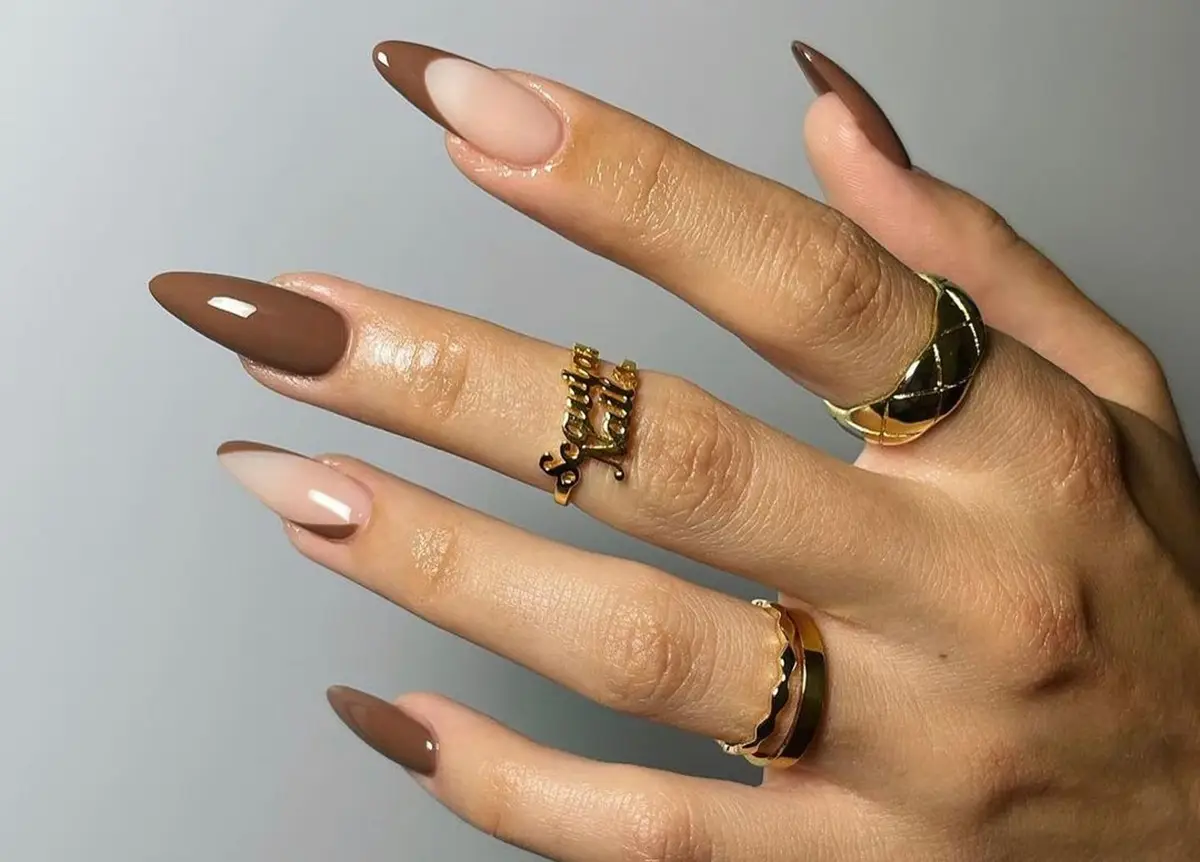 Warm Brown Nude French Mix Warm Brown Nude French Mix — Simple Winter Nails