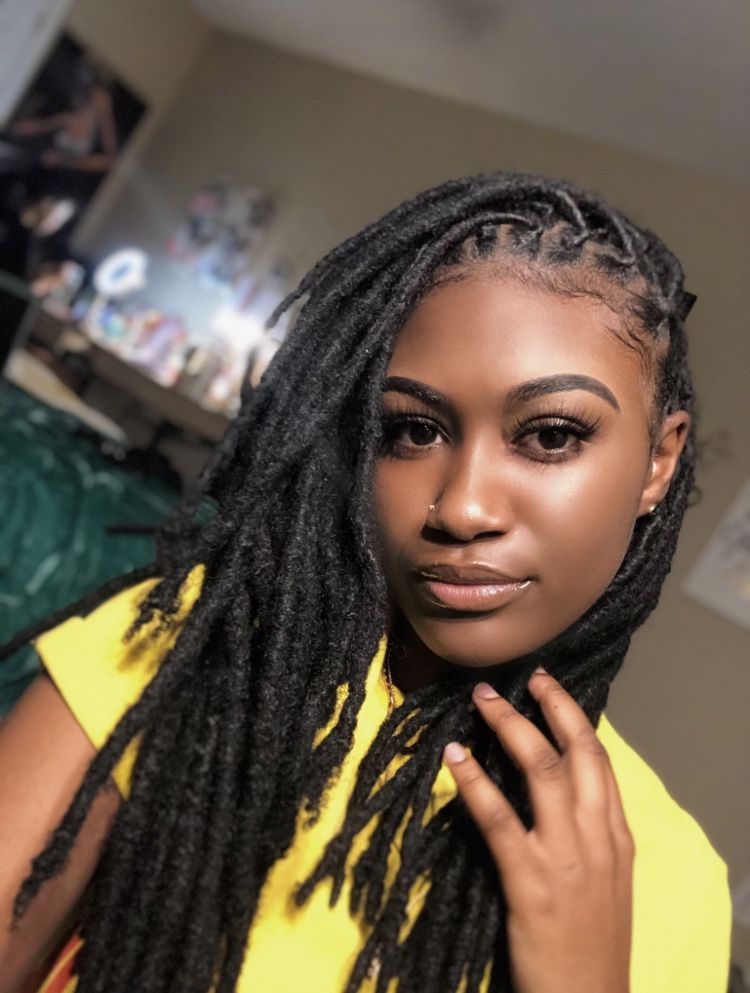 Intricate Braids at Front of Black Locs Intricate Braids at Front of Black Locs — Winter Loc Styles