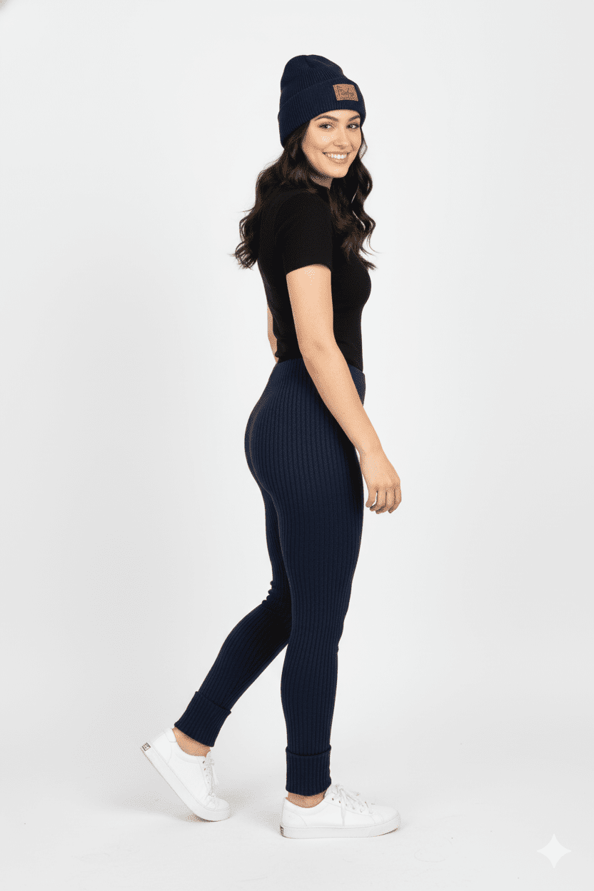 Navy Beanie and Leggings for a Casual, Fitted Look — Beanie Outfits