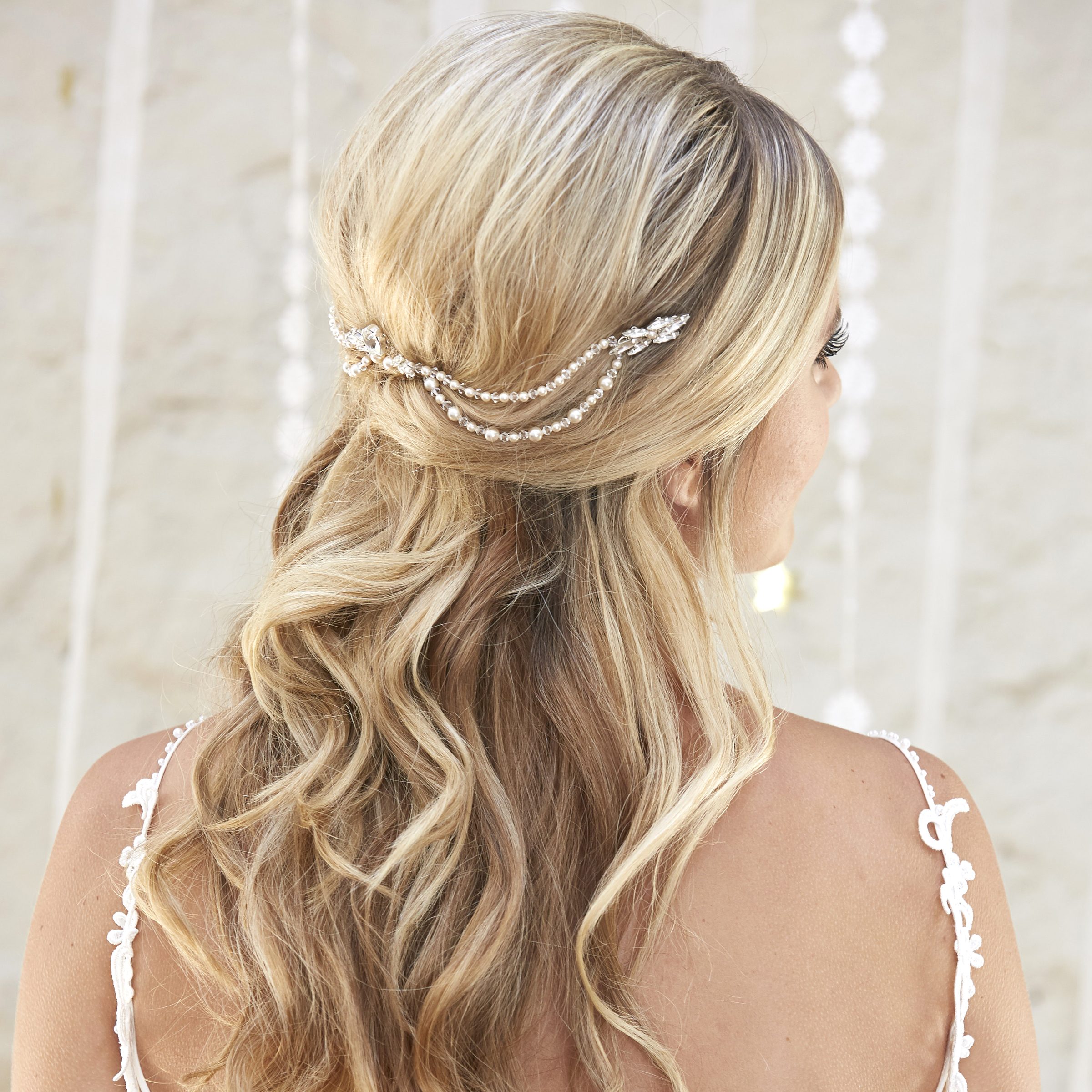 Half-Up Half-Down with Beaded Accessory — Winter Updos
