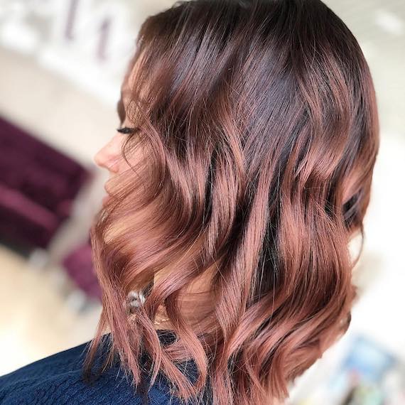 Subtle Rose Gold Balayage on Dark Brown Subtle Rose Gold Balayage on Dark Brown — Dark Winter Hair Colors