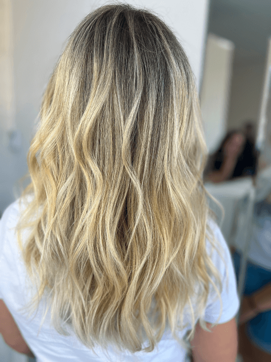Ash Blonde with Dark Roots Back View Ash Blonde with Dark Roots Back View — Winter Hair Colors for Blondes