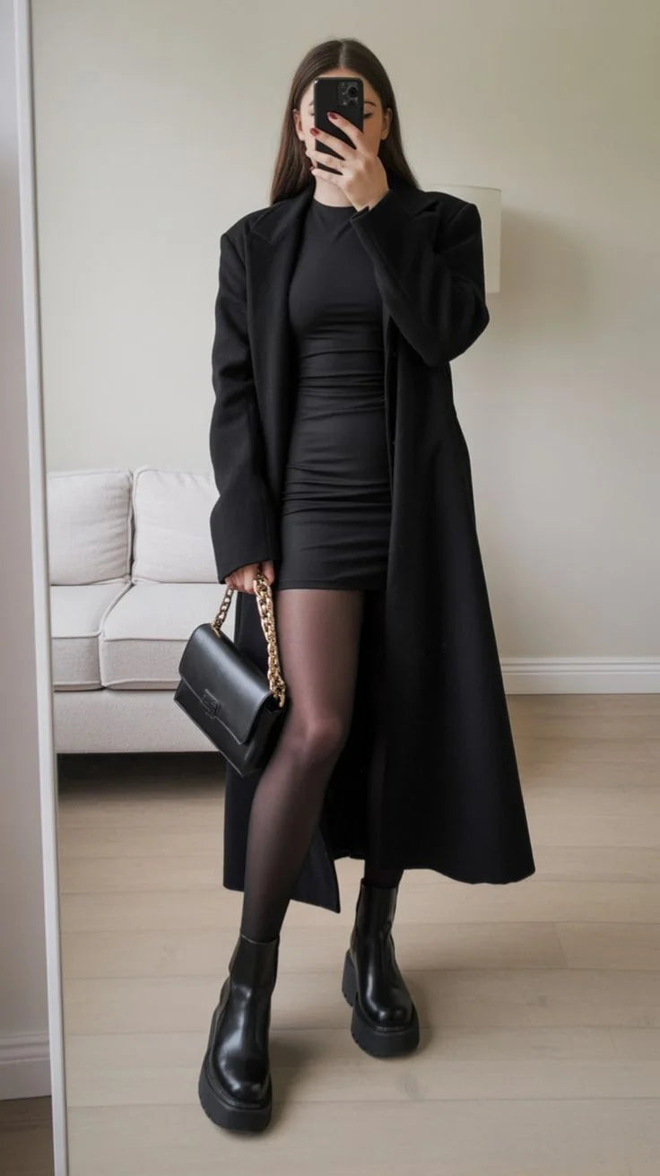 Chunky Boots and Cut-Out Dress: Chic Evening Ensemble Chunky Boots and Cut-Out Dress: Chic Evening Ensemble — Chelsea Boots Outfits