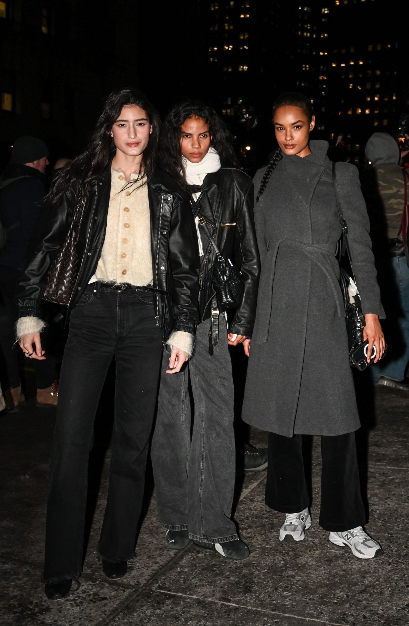 Statement Wool Coat Over Leather and Knit Layers — Fall to Winter Outfits