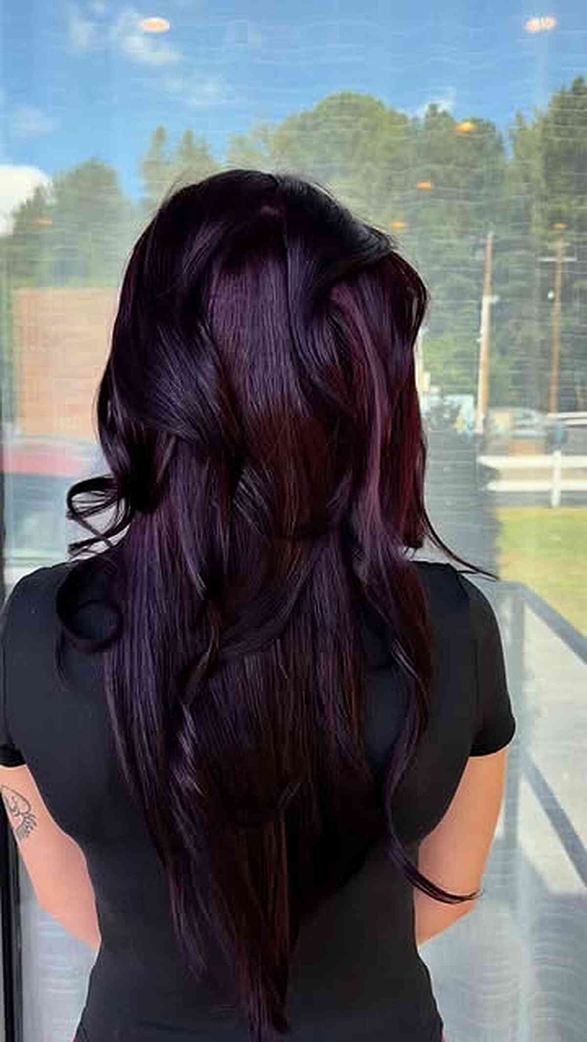 Mid-Back Deep Plum With Cooler Undertones — Plum Hair Color