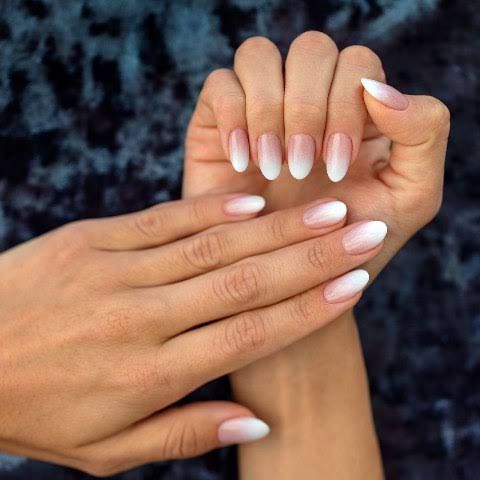 Nude Base Ombré French Manicure Almond Nails Nude Base Ombré French Manicure Almond Nails — Winter Nails