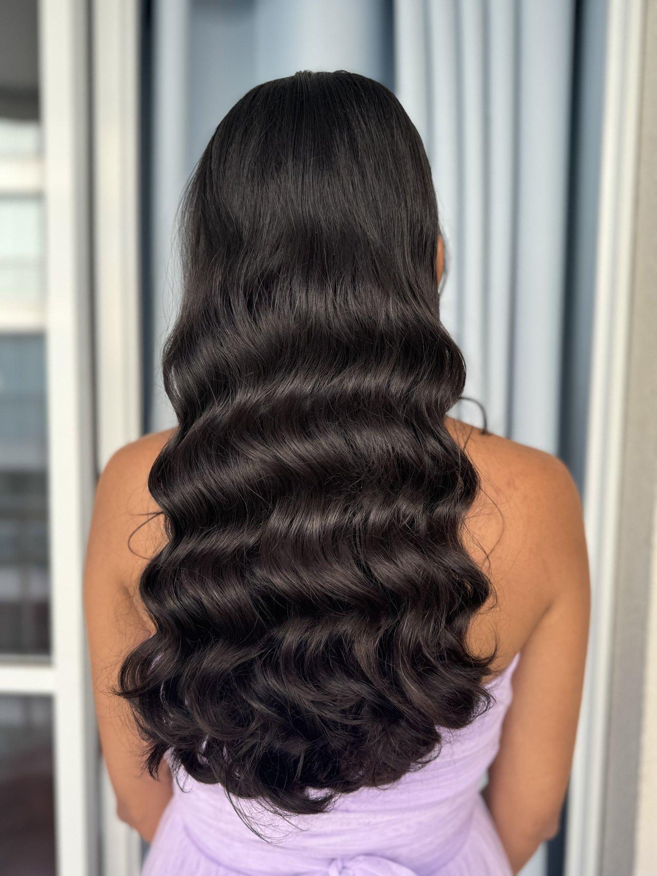 Dark Brown Deep Waves Blowout — Winter Date Night Hairstyles