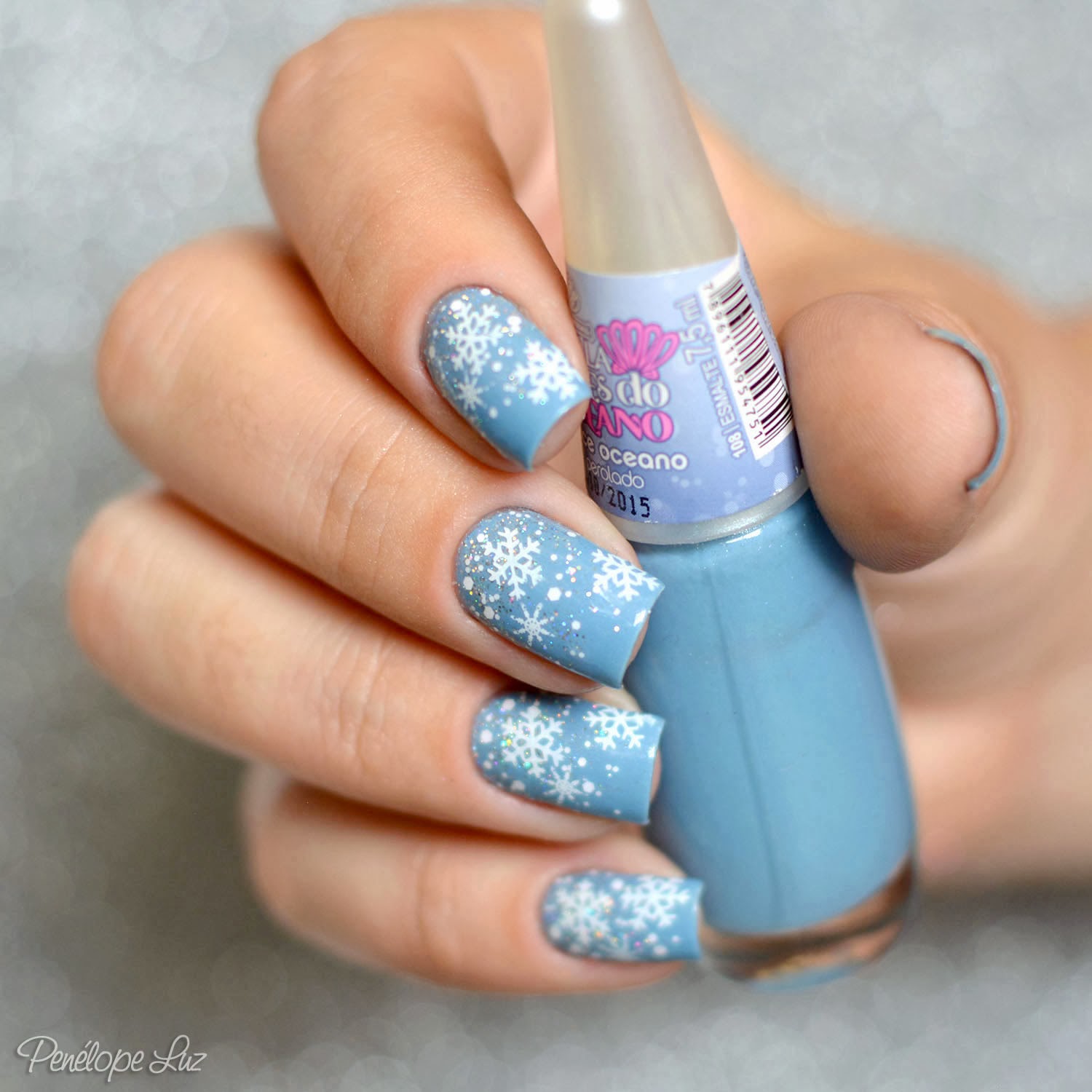 Light Blue Snowflake Square Nails Light Blue Snowflake Square Nails — Winter Nail Art