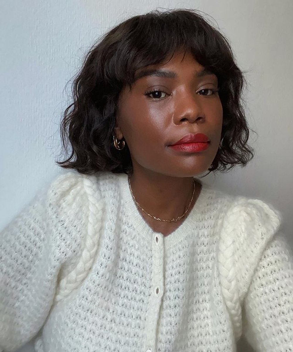 Short Bangs Visual Idea — Winter Haircuts for Oval Faces