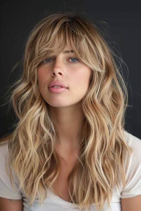 Layered Shag with Ash Blonde Highlights Layered Shag with Ash Blonde Highlights — Winter Haircuts with Curtain Bangs