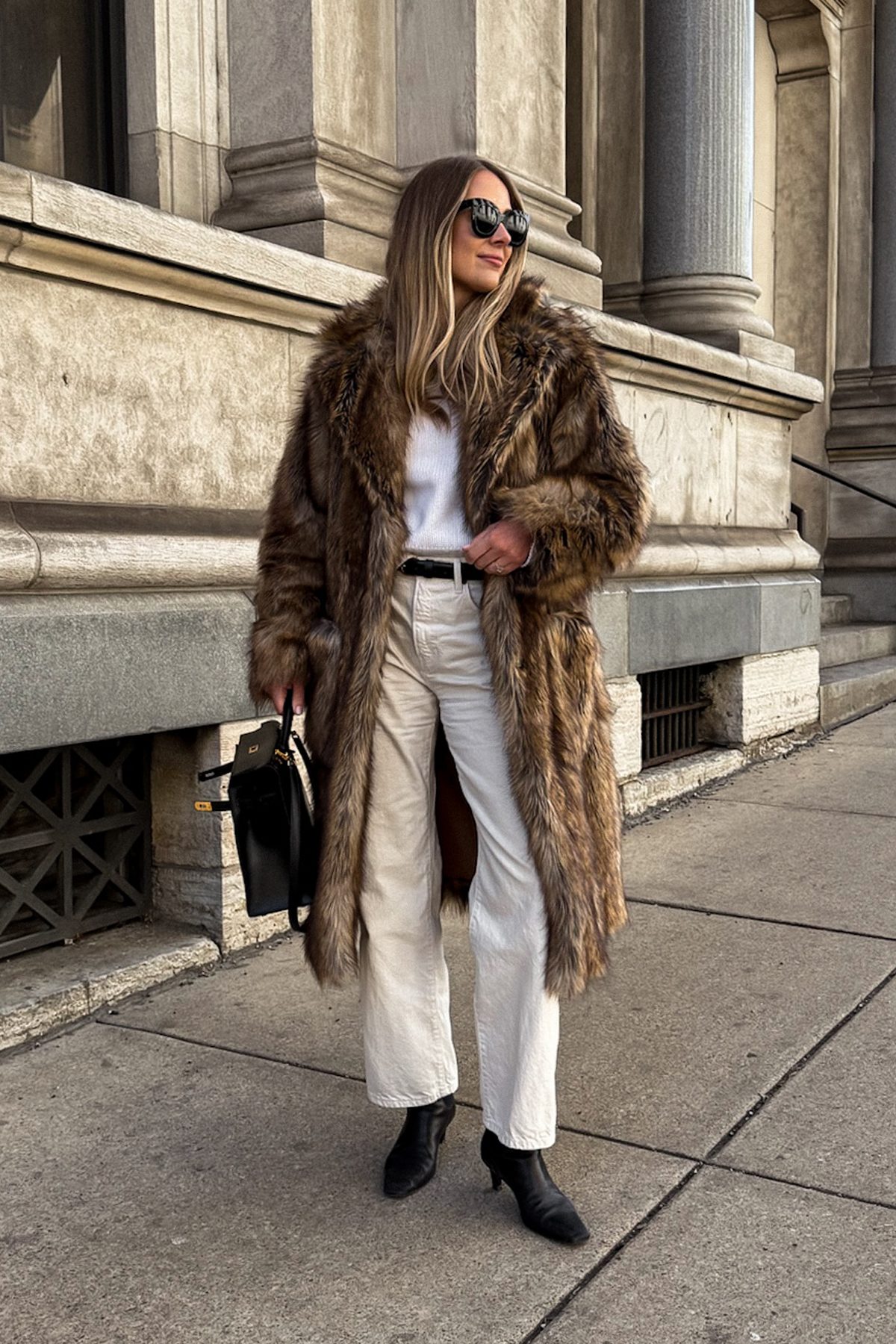 Faux Fur Coat and Wide-Leg Pants for a Luxurious Winter Look — Nashville Winter Outfits