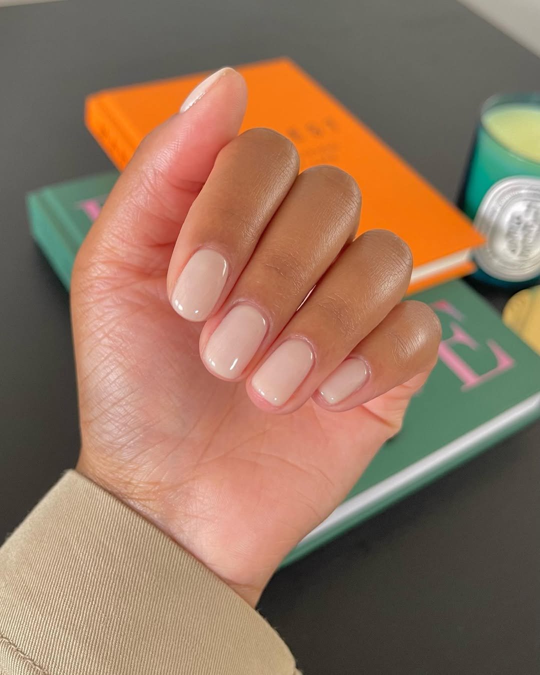 Milky Pale Nude Short Square Nails Milky Pale Nude Short Square Nails — Natural Winter Nails