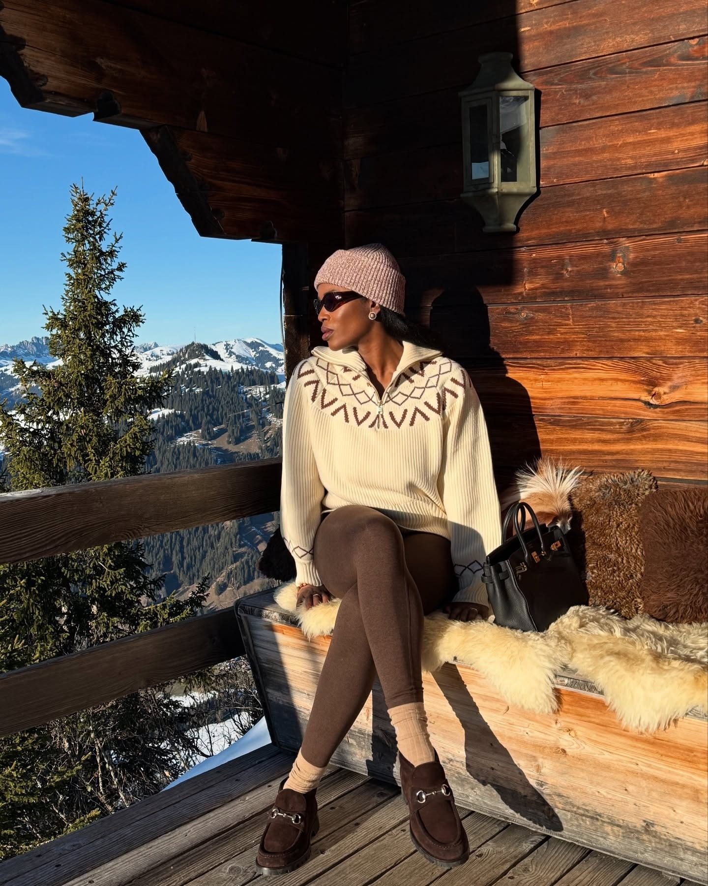 Bold 'SKI' Logo Sweater and Matching Pants for a Coordinated Look — Apres Ski Outfits