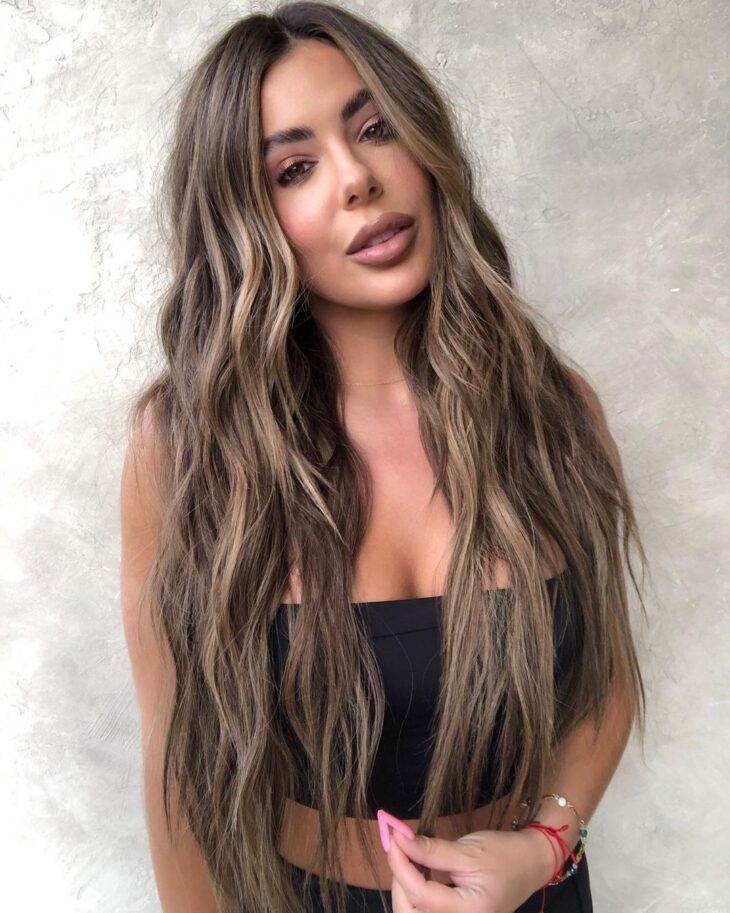 Mid-Back Medium Ash Brown With Highlights — Ash Brown Hair