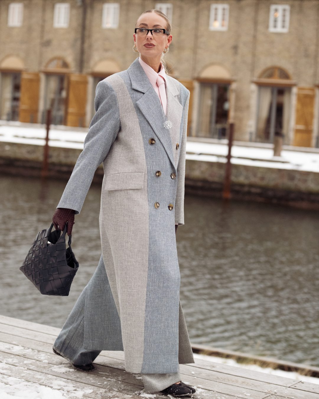 Chic Grey and Blue Colorblock Wool Coat Chic Grey and Blue Colorblock Wool Coat — Winter Coats for Women