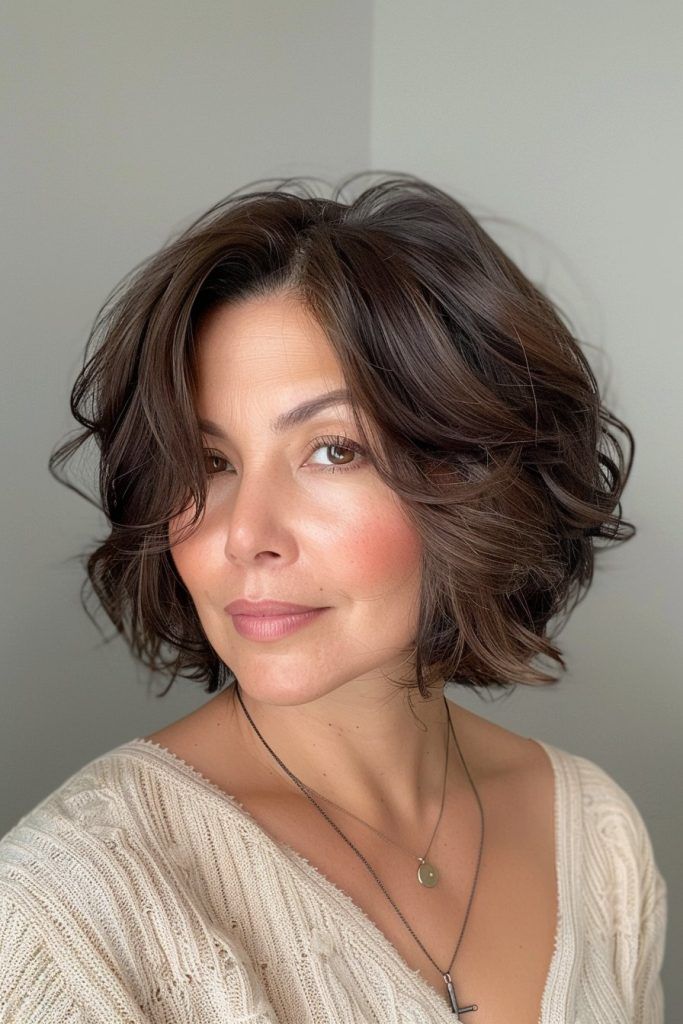 Dark Brown Textured Bob Dark Brown Textured Bob — Winter Haircuts for Women Over 60
