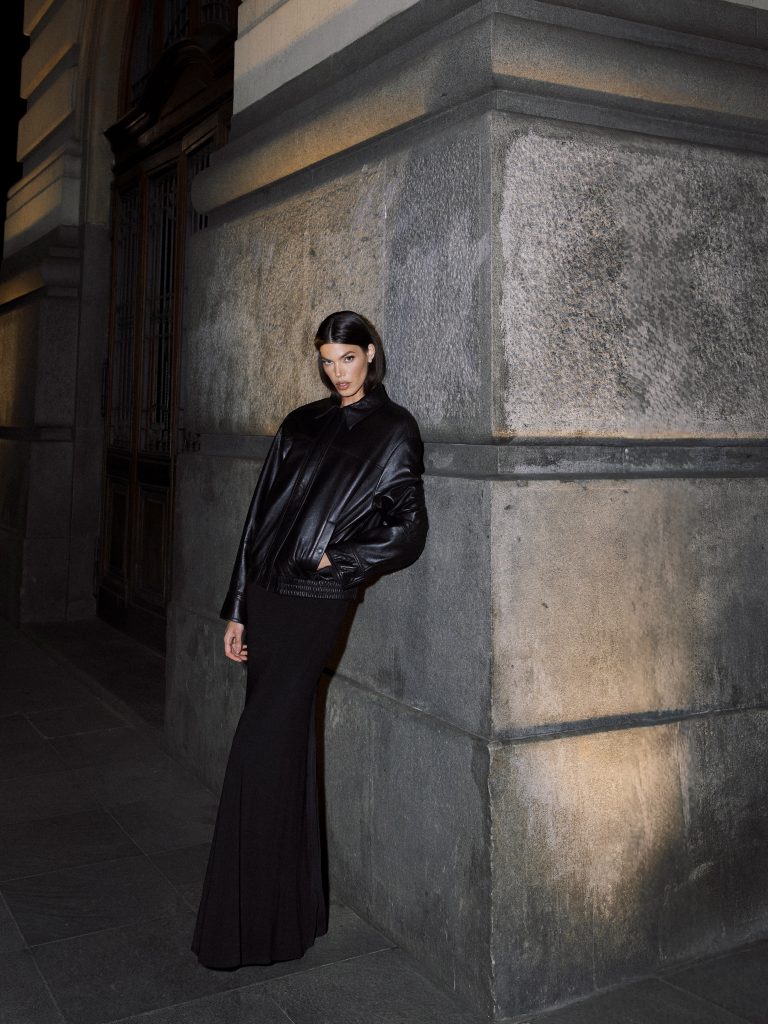 Fitted Maxi Dress with Oversized Leather Bomber — Classy Winter Outfits