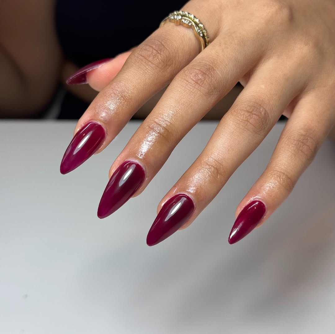 Sophisticated Deep Berry Red Stilettos Sophisticated Deep Berry Red Stilettos — Winter Red Nails