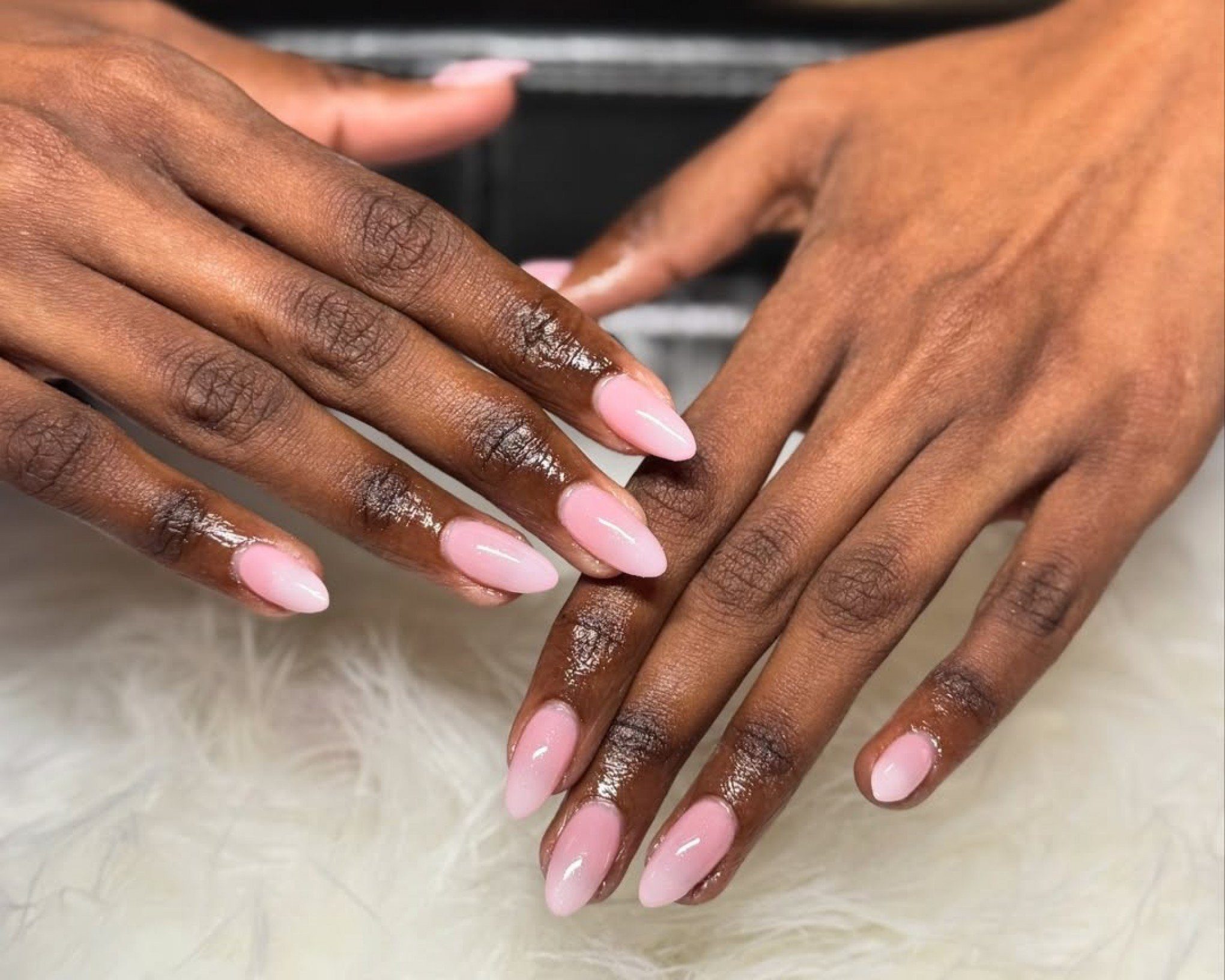 Subtle Pink Ombre Almond Nails — Winter Nude Nails
