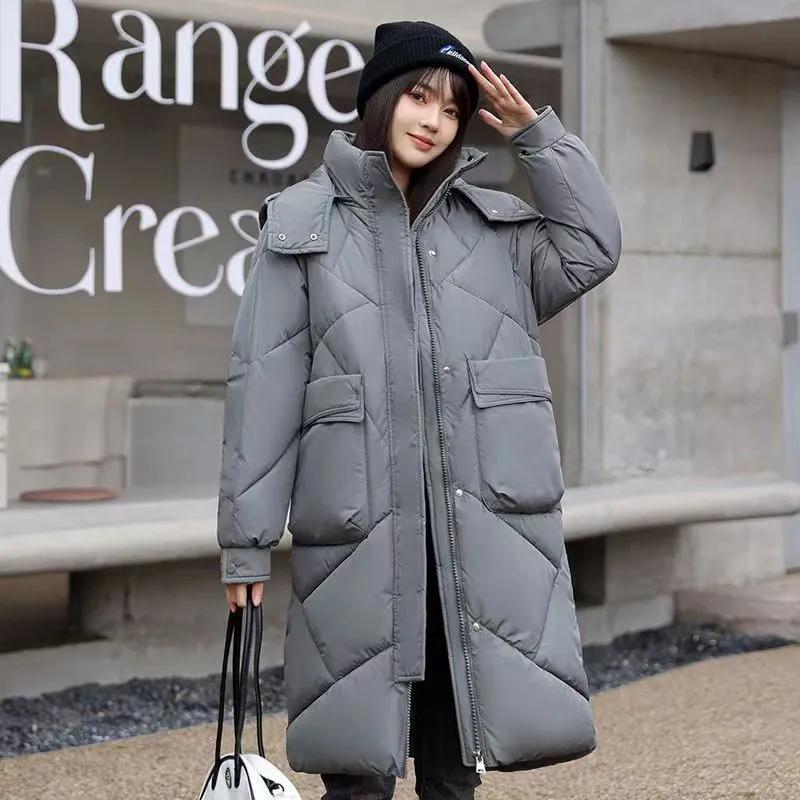 Relaxed Grey Hooded Puffer Coat with Diamond Quilting Relaxed Grey Hooded Puffer Coat with Diamond Quilting — Winter Coats for Women