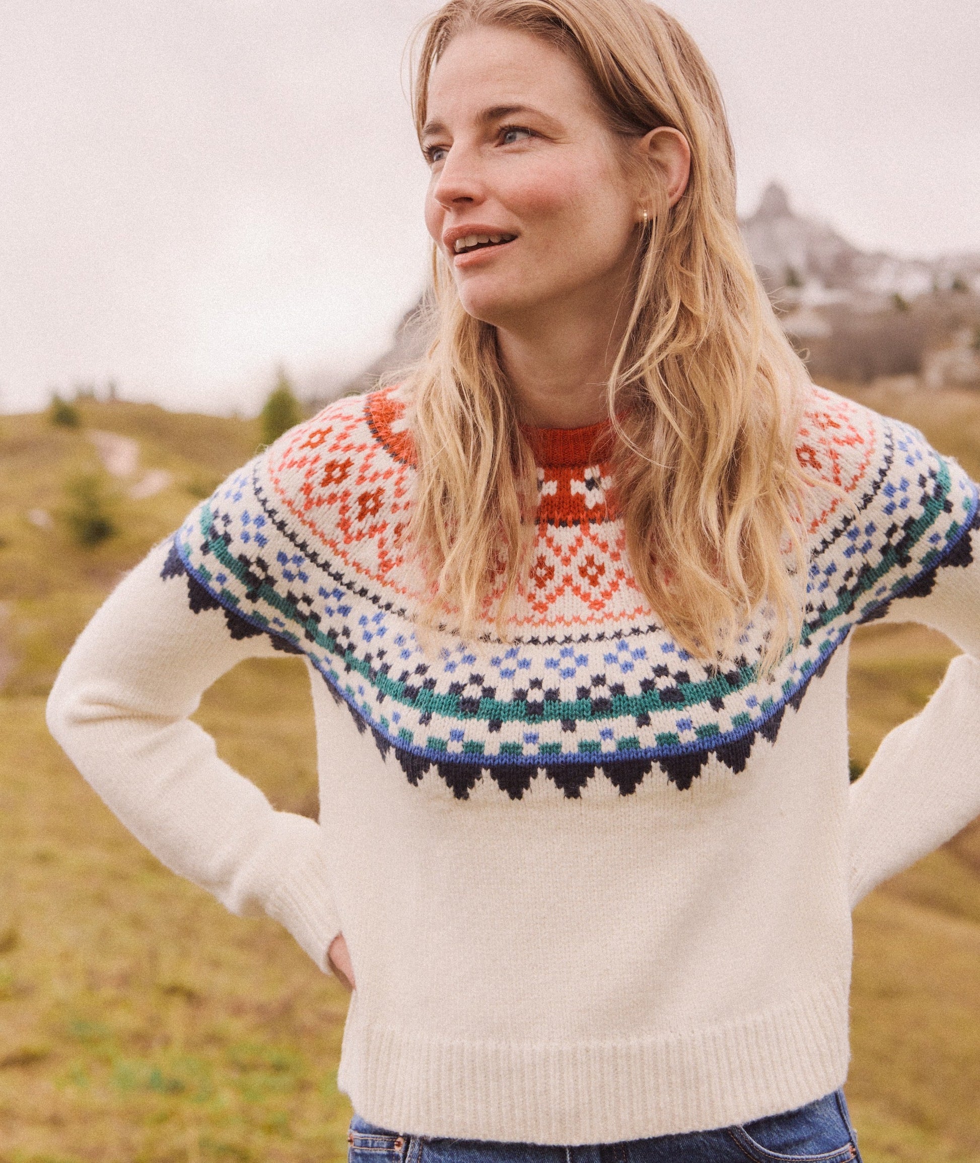 Vibrant Geometric Yoke Fair Isle Sweater — Fair Isle Sweater Outfits