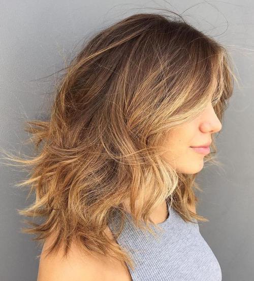 Warm Brown With Blonde Highlights Visual Idea — Winter Lob Haircuts