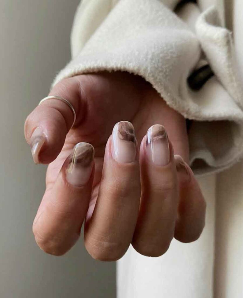 Sheer Nude Abstract Marble Sheer Nude Abstract Marble — Winter Marble Nails