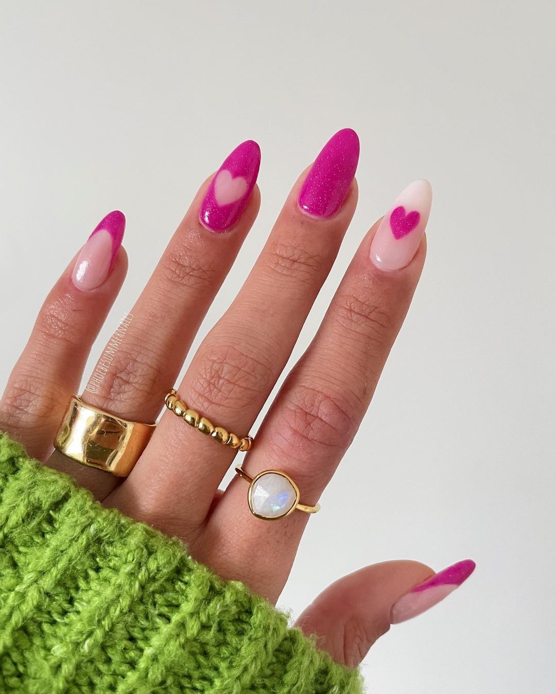 Bold Pink French Tip Stiletto Nails — Winter Pink Nails