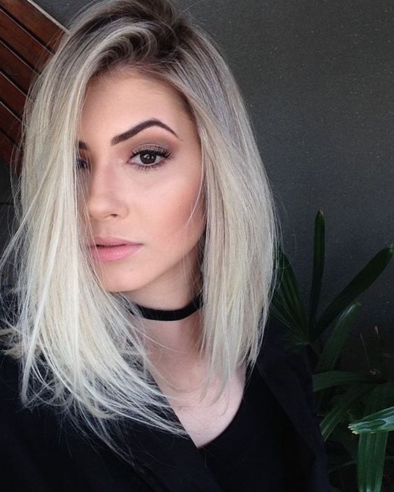 Sleek Platinum Bob Contrast Sleek Platinum Bob Contrast — Winter Haircuts for Square Faces
