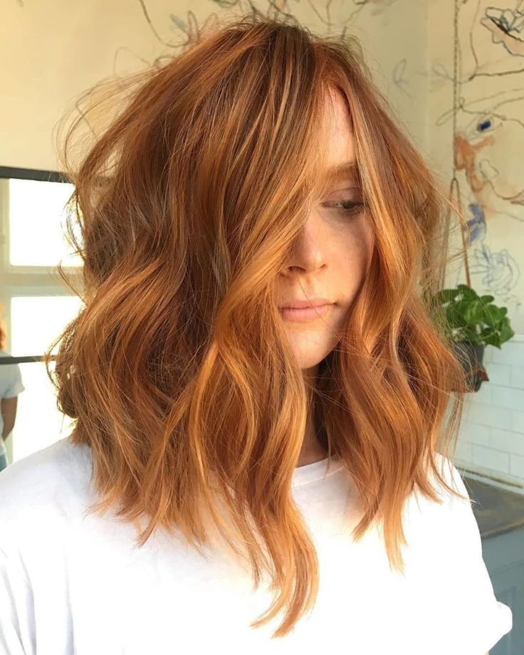 Copper With Blonde Highlights Visual Idea Copper With Blonde Highlights Visual Idea — Winter Haircuts for Wavy Hair