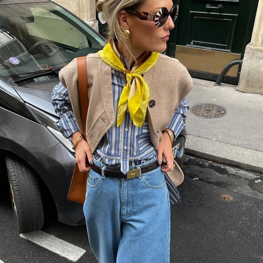 Casual Street Style Outfit Idea — Scarf Outfits