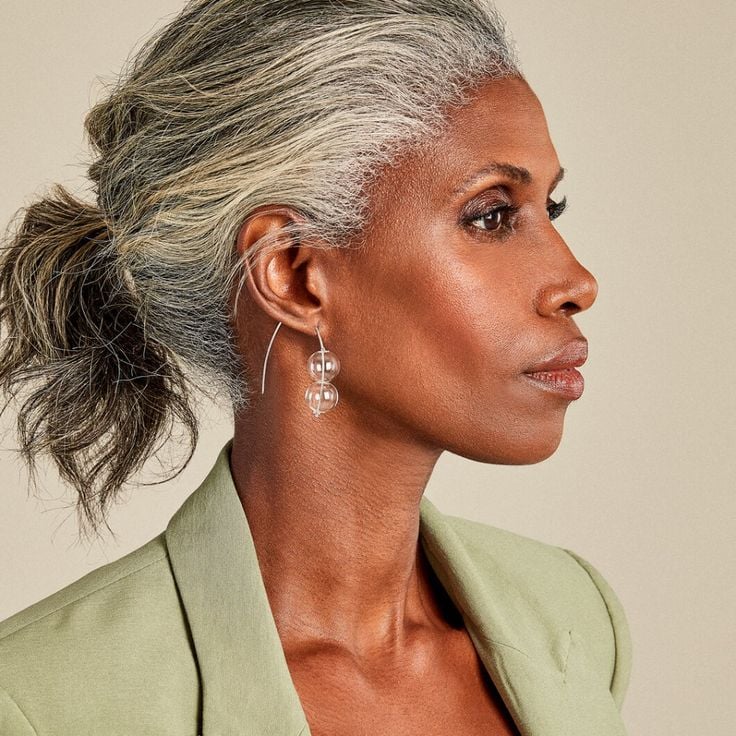 Pulled Back Salt and Pepper Style Pulled Back Salt and Pepper Style — Winter Hair Colors for Women Over 60