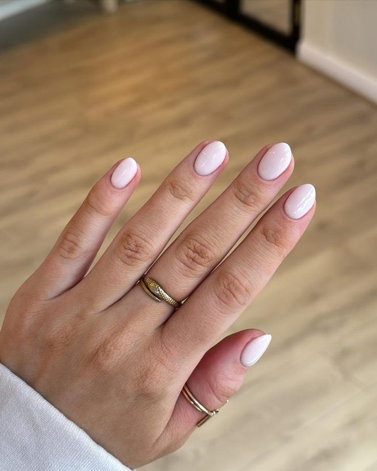 Sheer Pale Pink Glossy Medium Almond Nails Sheer Pale Pink Glossy Medium Almond Nails — Winter Nail Colors for Women Over 70