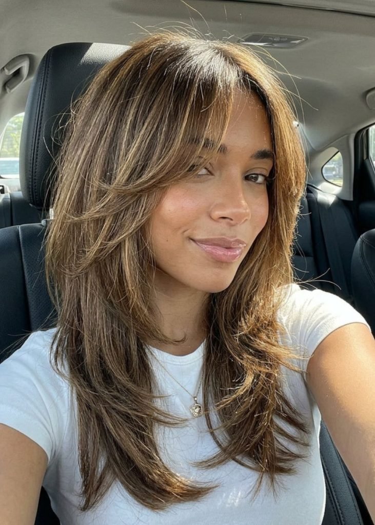 Loose Waves Mid-Back Layers Loose Waves Mid-Back Layers — Winter Layered Haircuts
