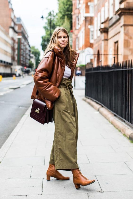 Casual Comfort: Puffer Jacket with Wide-Leg Trousers — Late Winter Outfits