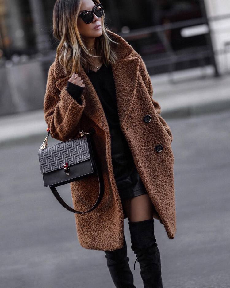 Cozy Brown Teddy Coat with Over-the-Knee Boots Cozy Brown Teddy Coat with Over-the-Knee Boots — Winter Coats for Women