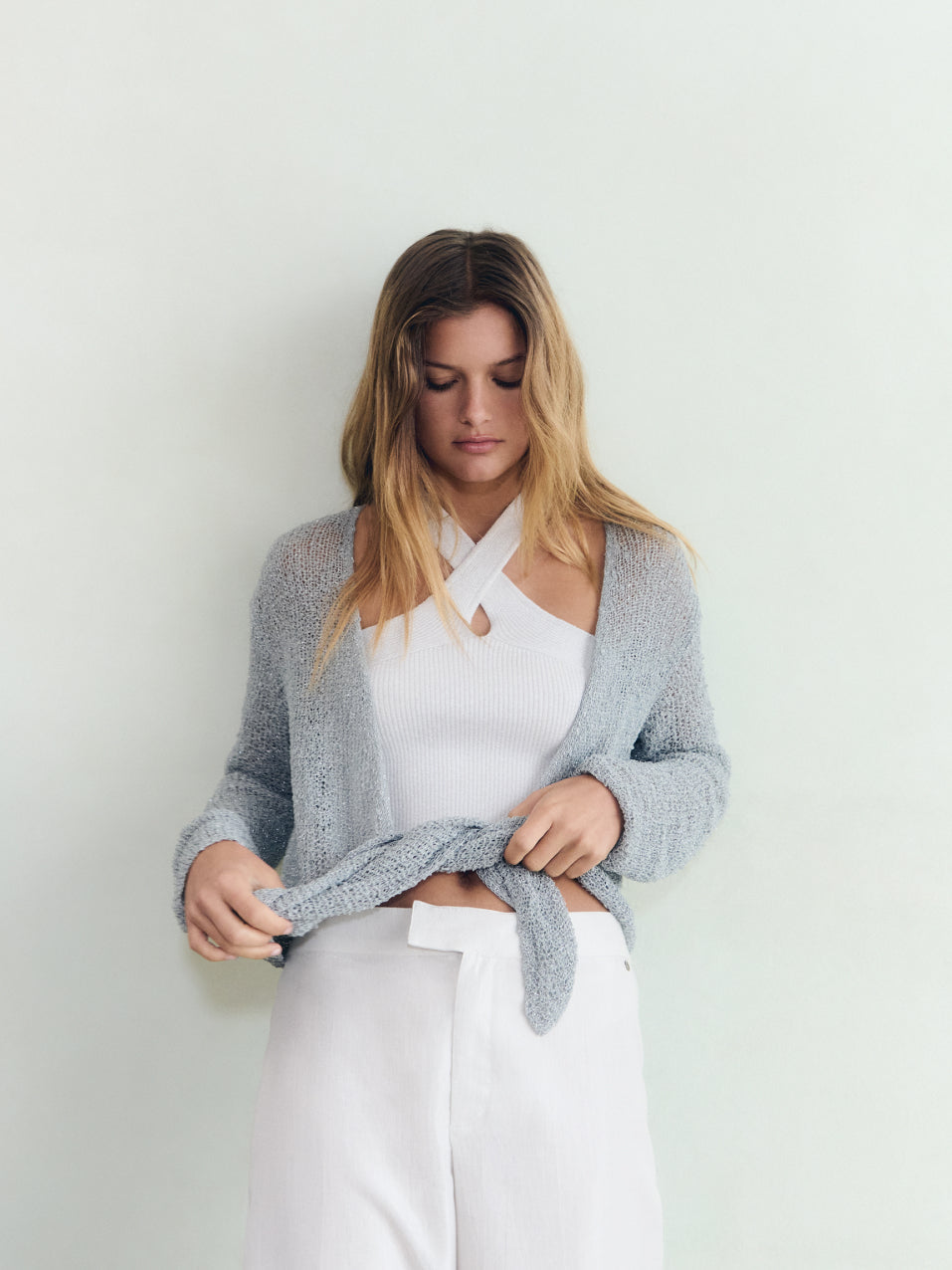 Effortless Chic: Sheer Cardigan as a Waist Tie — Cardigan Outfits