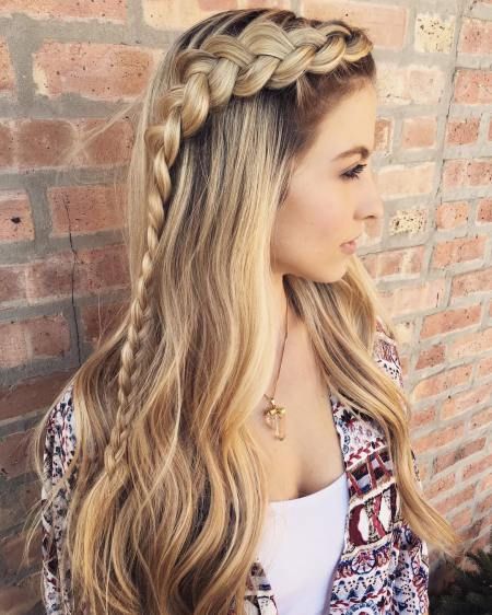 Fine Ash Blonde Half-Up With Braided Crown — Winter Hairstyles for Long Hair