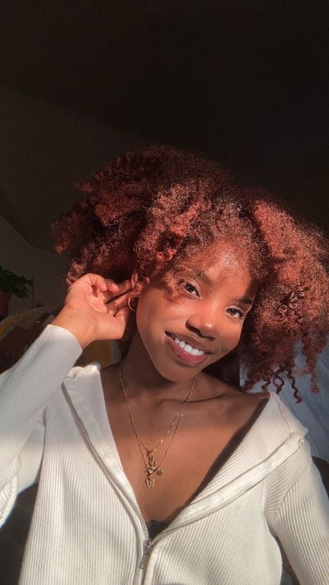 Copper Red Natural Texture With Highlights Copper Red Natural Texture With Highlights — Winter Hair Colors for Black Women