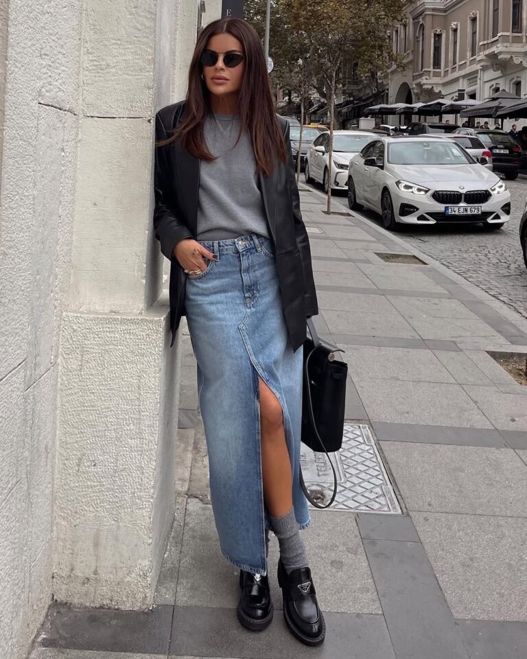 Black Loafers Outfit Idea — Winter Work Outfits