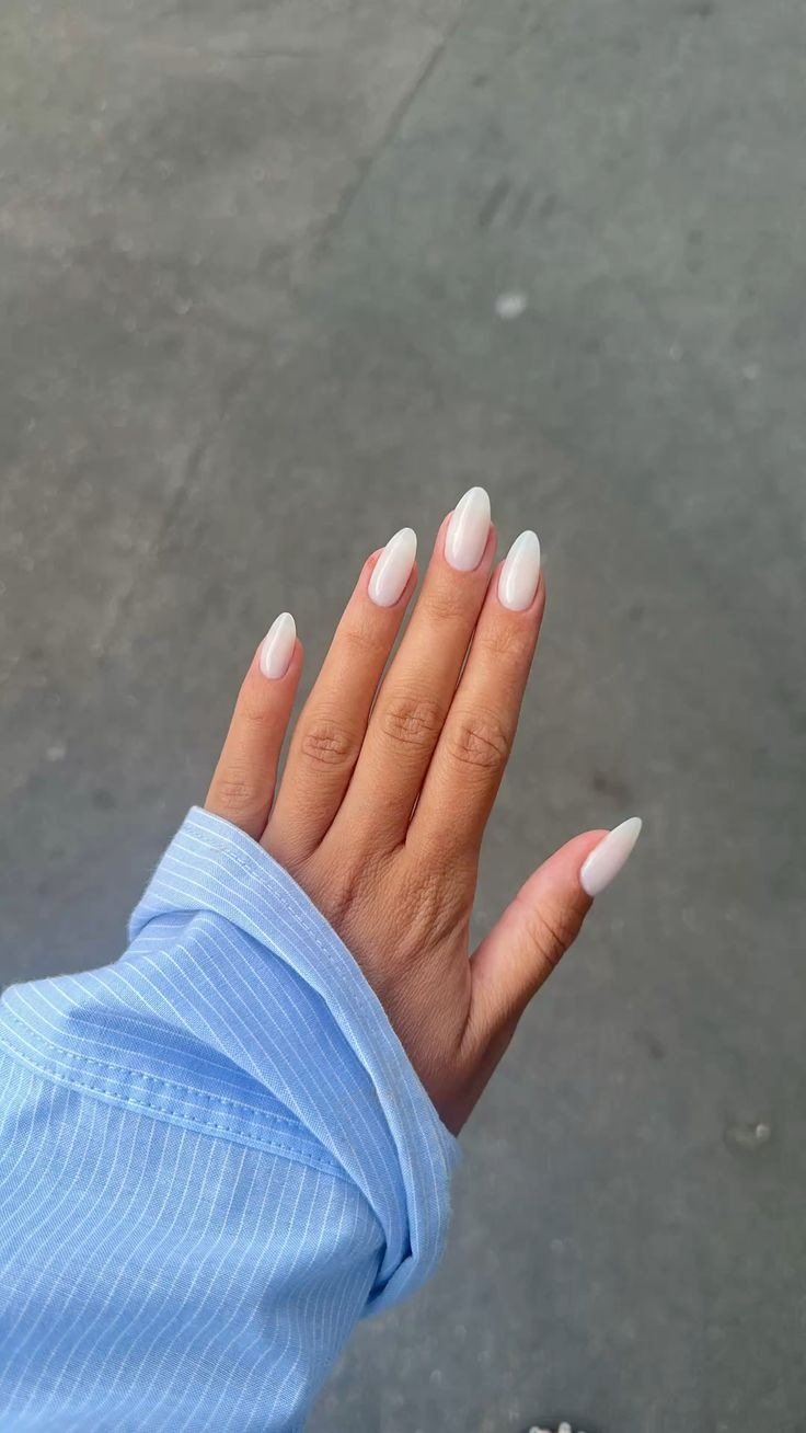 Milky White Almonds in Soft Light Milky White Almonds in Soft Light — Milky White Nails