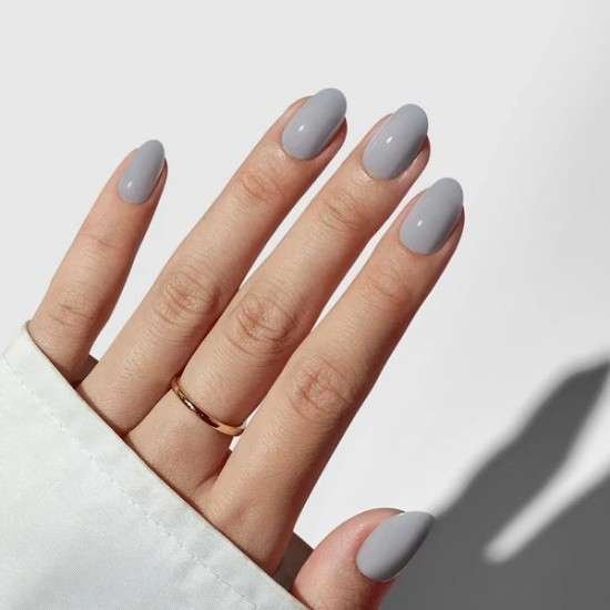 Modern Nude French with Brown Tips — Winter Gray Nails