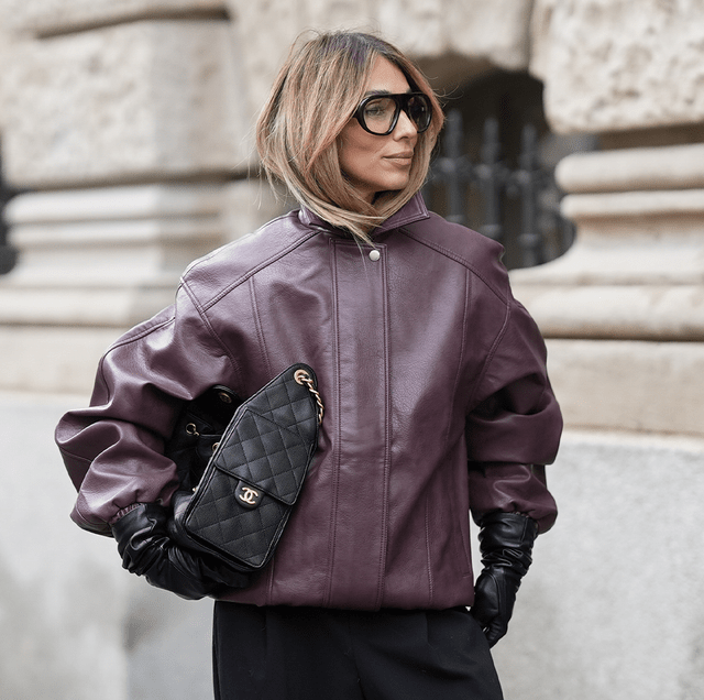 Black Leather Gloves Outfit Idea — Burgundy Outfits